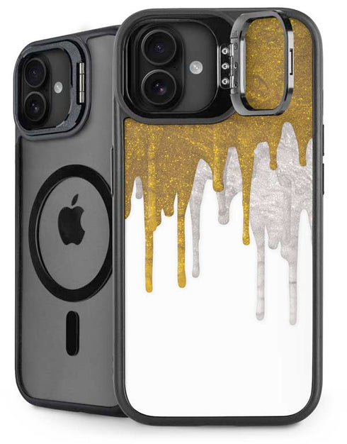 Paint Splatter Gold iPhone 16 Plus Kickstand Case