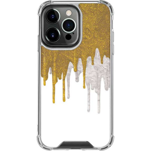 Paint Splatter Gold iPhone 16 Pro Clear Case