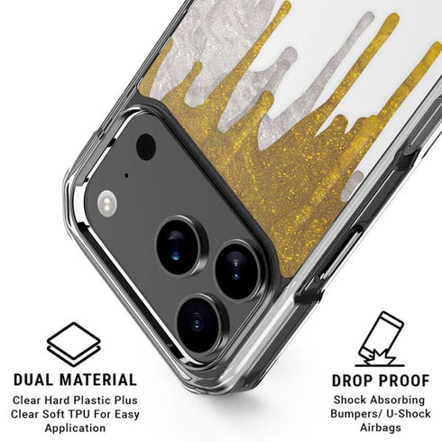 Paint Splatter Gold iPhone 18 Pro Clear Case
