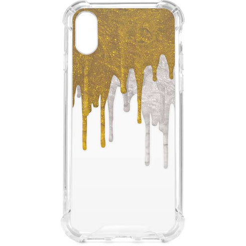 Paint Splatter Gold iPhone XS Clear Case