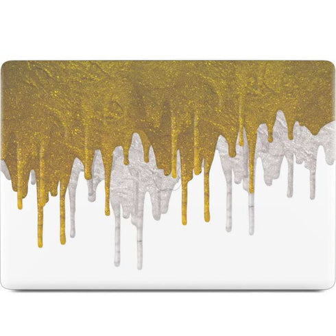 Paint Splatter Gold MacBook Skins
