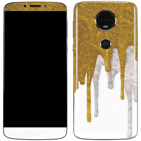 Paint Splatter Gold Moto E5 Plus Skin