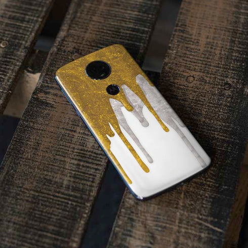 Paint Splatter Gold Moto E5 Plus Skin