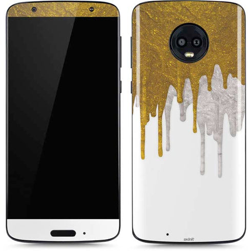 Paint Splatter Gold Moto G6 Skin