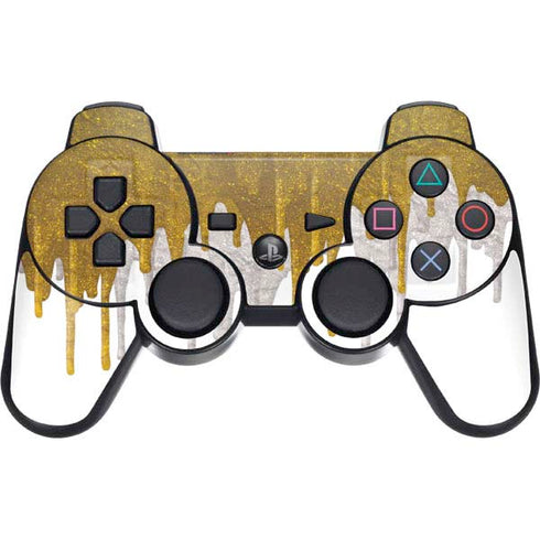 Paint Splatter Gold PS3 Dual Shock wireless controller Skin
