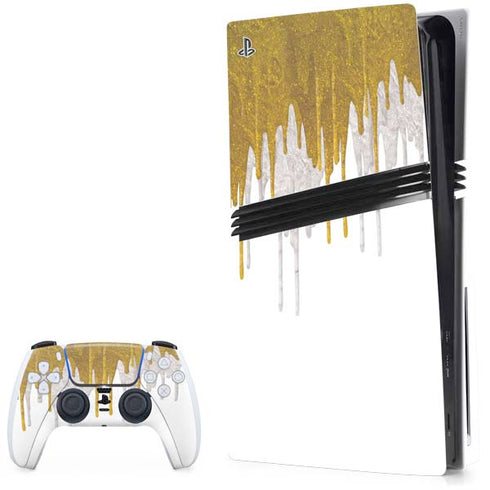 Paint Splatter Gold PS5 Pro Disk Bundle Skin