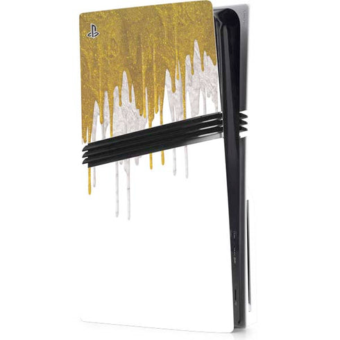 Paint Splatter Gold PS5 Pro Disk Console Skin