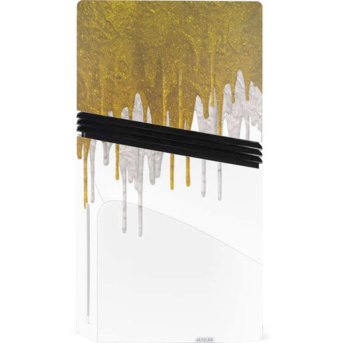 Paint Splatter Gold PS5 Pro Disk Console Skin