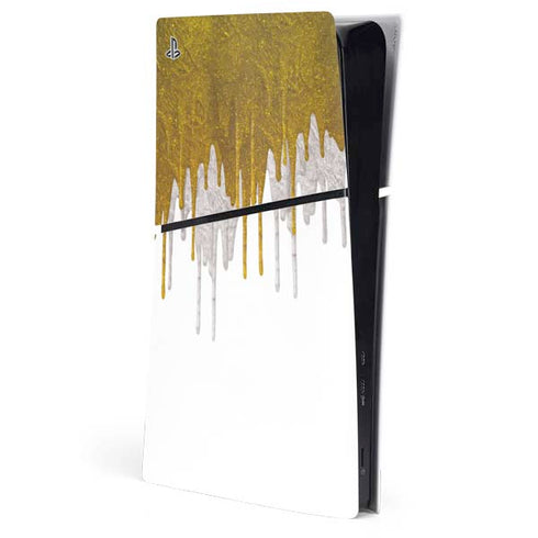 Paint Splatter Gold PS5 Slim Digital Edition Console Skin