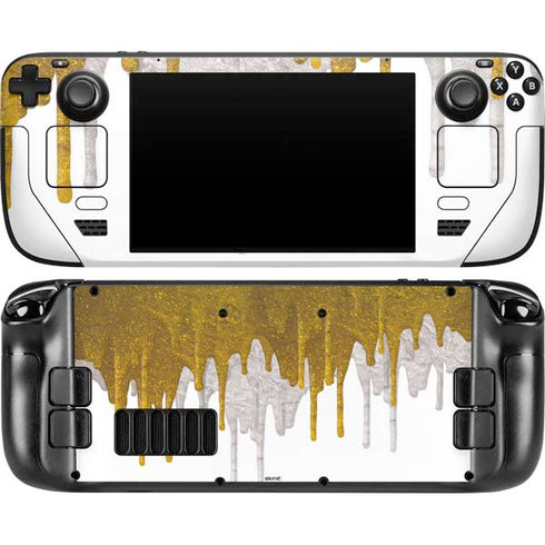 Paint Splatter Gold Steam Deck Handheld Gaming Computer OLED Skin