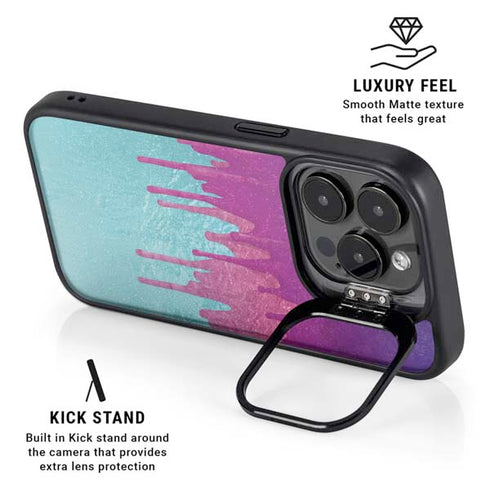 Paint Splatter Purple iPhone 15 Pro Max Kickstand Case