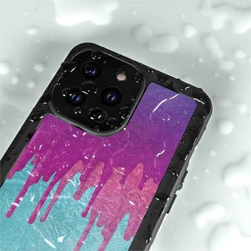 Paint Splatter Purple iPhone 15 Pro Waterproof Case