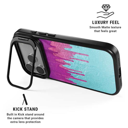 Paint Splatter Purple iPhone 17 Pro Kickstand Case