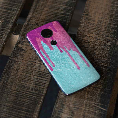 Paint Splatter Purple Moto E5 Plus Skin
