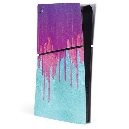 Paint Splatter Purple PS5 Slim Digital Edition Console Skin