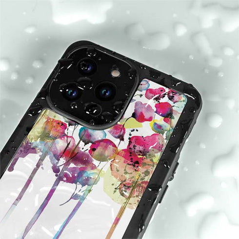 Painted Flowers iPhone 15 Pro Waterproof Case