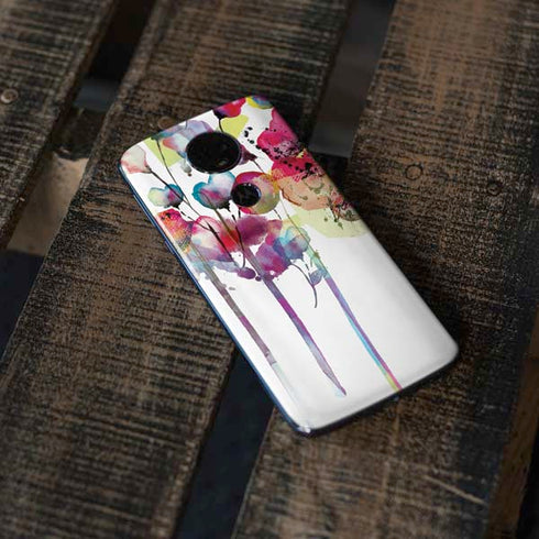 Painted Flowers Moto E5 Plus Skin