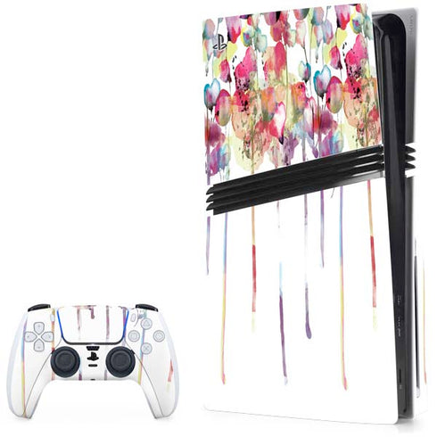 Painted Flowers PS5 Pro Disk Bundle Skin