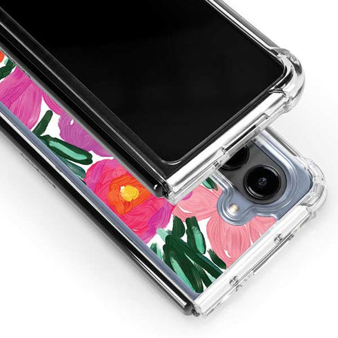 Bouffants and Broken Hearts Painterly Garden Galaxy Z Fold5 5G Clear Case