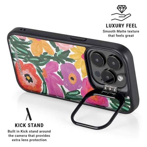 Bouffants and Broken Hearts Painterly Garden iPhone 15 Pro Kickstand Case