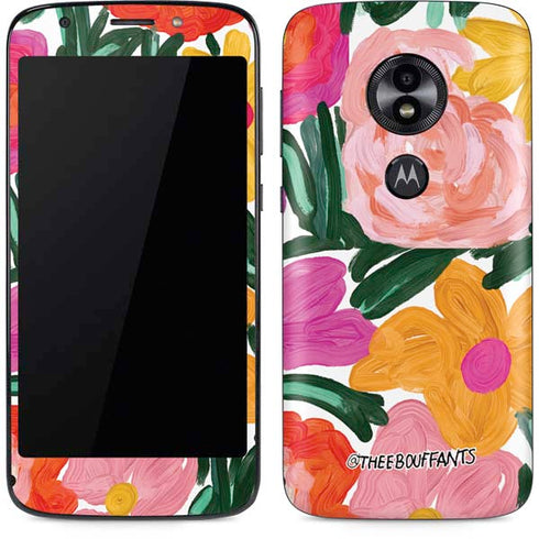 Bouffants and Broken Hearts Painterly Garden Moto E5 Play Skin