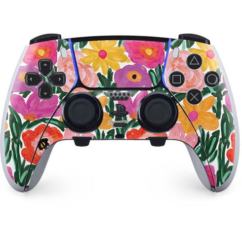 Bouffants and Broken Hearts Painterly Garden PS5 DualSense Edge Pro Controller Skin
