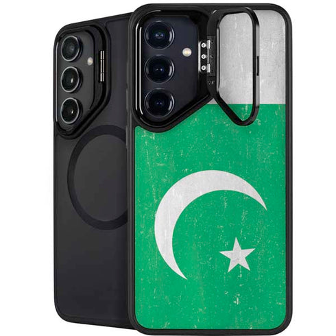 Pakistan Flag Distressed Galaxy S25 Plus Kickstand Case