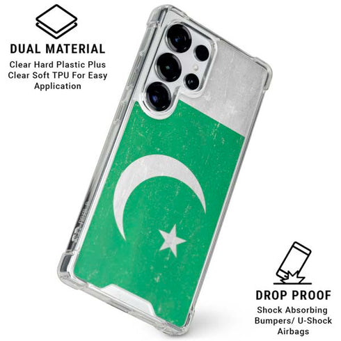 Pakistan Flag Distressed Galaxy S26 Ultra Clear Case