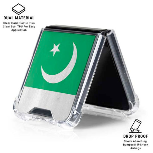 Pakistan Flag Distressed Galaxy Z Flip6 Clear Case