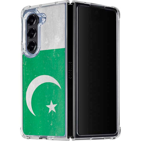 Pakistan Flag Distressed Galaxy Z Fold5 5G Clear Case