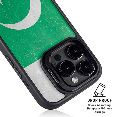 Pakistan Flag Distressed iPhone 13 Pro Kickstand Case