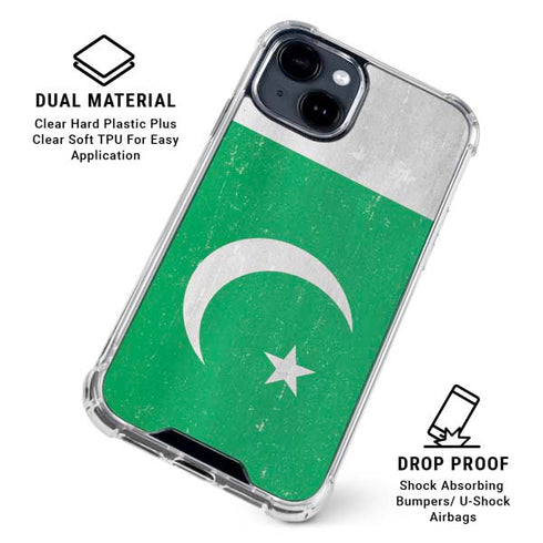 Pakistan Flag Distressed iPhone 15 Clear Case
