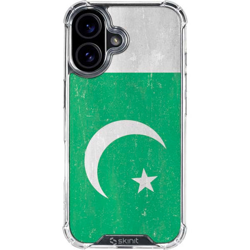 Pakistan Flag Distressed iPhone 16 Plus Clear Case