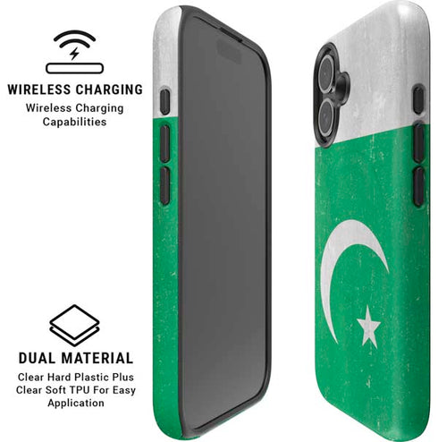 Pakistan Flag Distressed iPhone 16 Plus Magsafe Impact Case