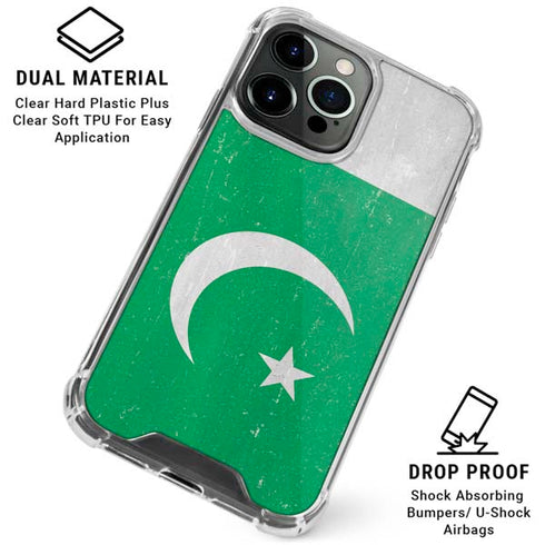 Pakistan Flag Distressed iPhone 16 Pro Clear Case