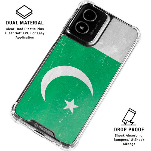 Pakistan Flag Distressed Moto G Power 5G (2024) Clear Case