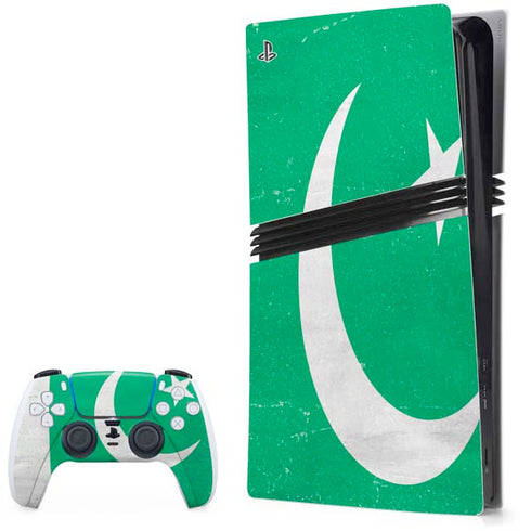 Pakistan Flag Distressed PS5 Pro Bundle Skin