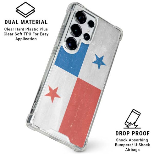 Panama Flag Distressed Galaxy S25 Ultra Clear Case