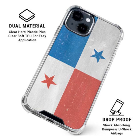 Panama Flag Distressed iPhone 15 Clear Case