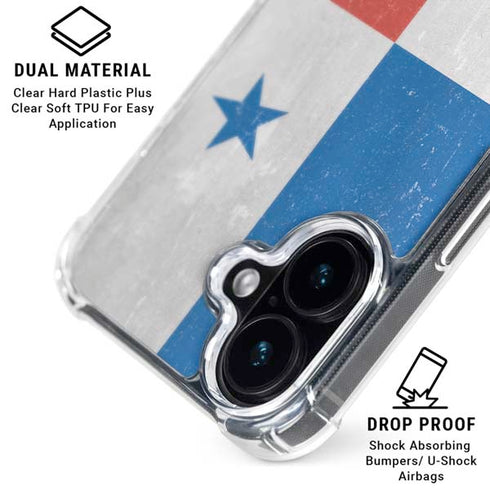 Panama Flag Distressed iPhone 16 Plus Clear Case