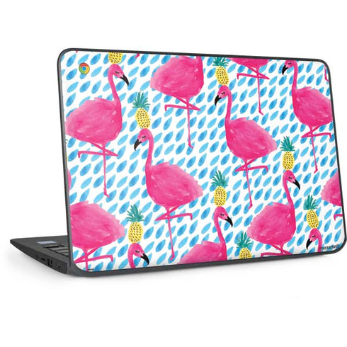 Bouffants and Broken Hearts Party Flamingos HP Chromebook Skin