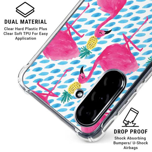 Bouffants and Broken Hearts Party Flamingos Galaxy A36 5G Clear Case