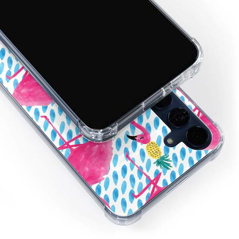 Bouffants and Broken Hearts Party Flamingos Galaxy A55 5G Clear Case
