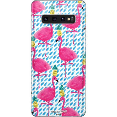 Bouffants and Broken Hearts Party Flamingos Galaxy S10 Skin