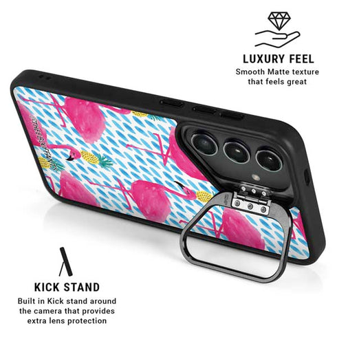 Bouffants and Broken Hearts Party Flamingos Galaxy S24 Plus Kickstand Case
