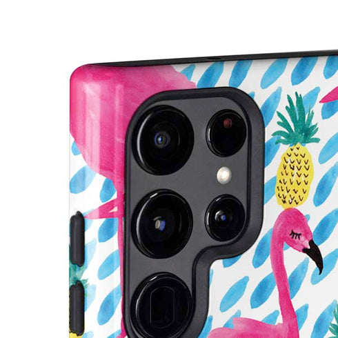 Bouffants and Broken Hearts Party Flamingos Galaxy S25 Ultra Impact Case