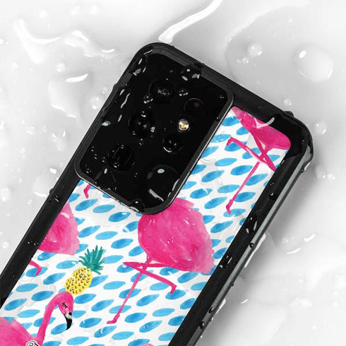Bouffants and Broken Hearts Party Flamingos Galaxy S24 Ultra Waterproof Case