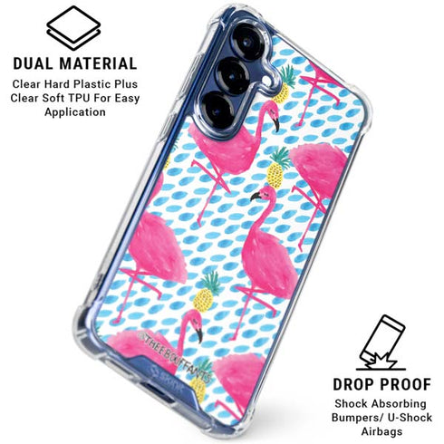 Bouffants and Broken Hearts Party Flamingos Galaxy S25 Clear Case