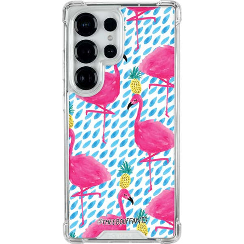 Bouffants and Broken Hearts Party Flamingos Galaxy S25 Ultra Clear Case