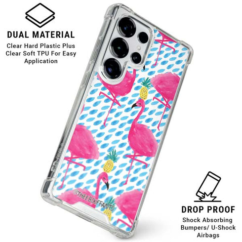 Bouffants and Broken Hearts Party Flamingos Galaxy S25 Ultra Clear Case